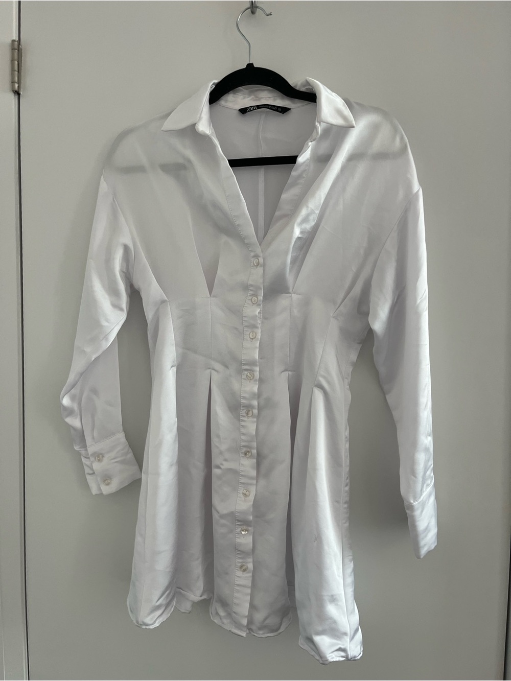Zara White Button-Front Shirt Mini Dress - Picture 2 of 4